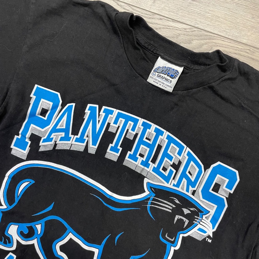 Capitol Graphics Carolina Panthers T-Shirt Mens Medium Black 1993 Vintage NFL